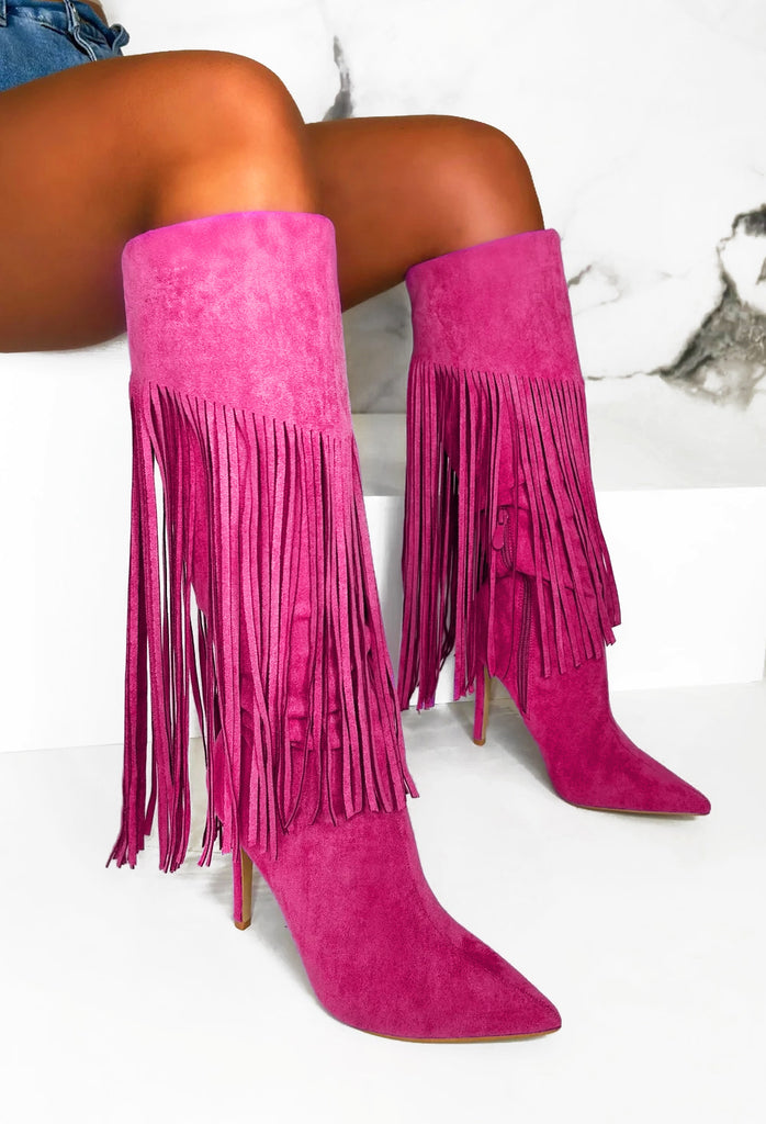 Tassel knot store knee high boots