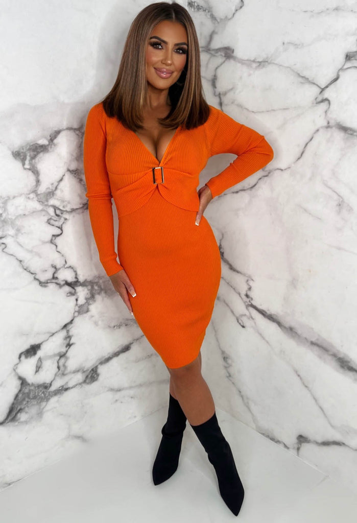 Orange buckle shop dress