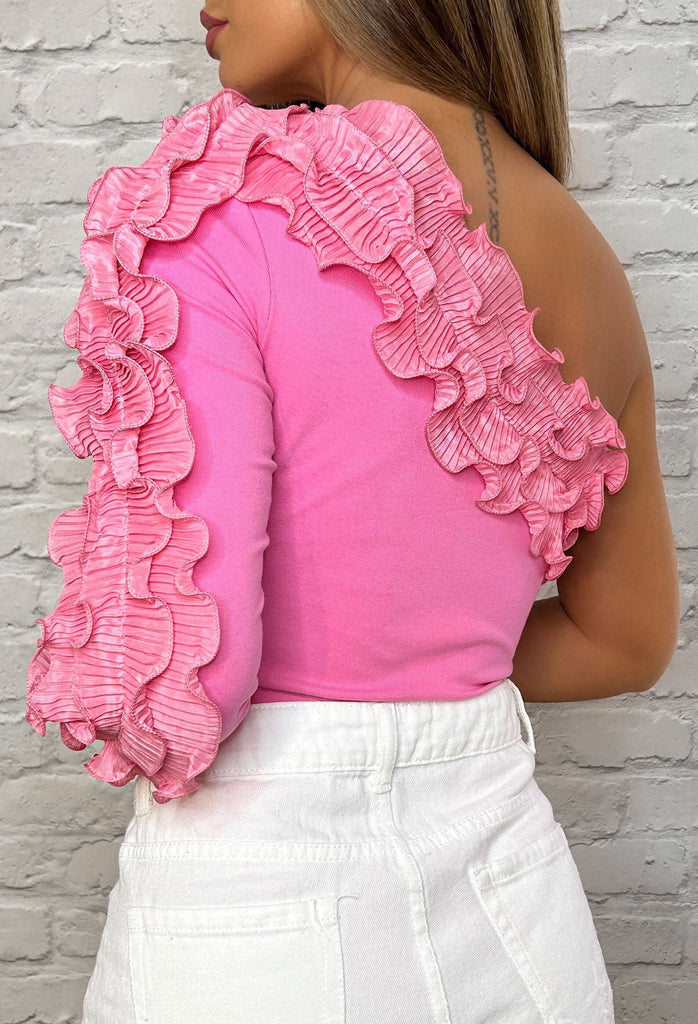 Sweetheart Pink Crochet Lace Bodysuit