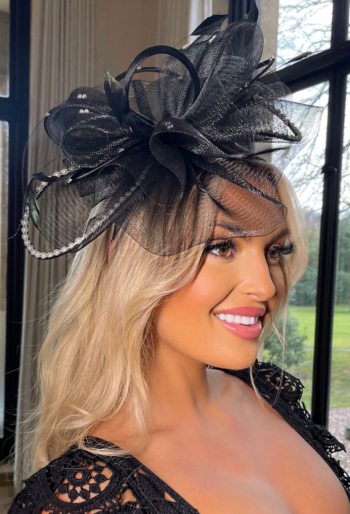 Black factory Rose | Fascinator | Black