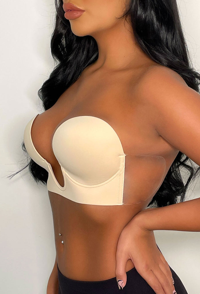 Ultimate Push Up Deep Plunge Nude Backless Stick On Side Panel