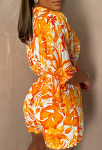 Into Paradise Orange Button up Playsuit