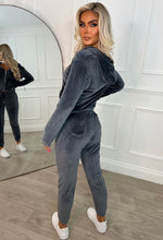 Crushing It Grey Velour Hooded Loungewear Set