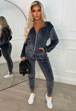 Crushing It Grey Velour Hooded Loungewear Set