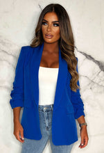 Cobalt Ruched Sleeve Blazer