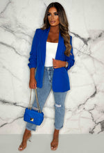 Ruched Sleeve Blazer in Cobalt 