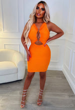 Orange Plunge Stretch Bandage Dress