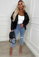 Black Oversized PU Biker Jacket