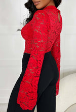 Delicate Dream Red Flare Sleeve Lace Top