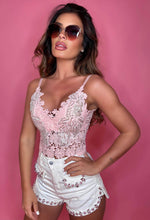 Forbidden Lover Pink Lace Embellished Crop Top