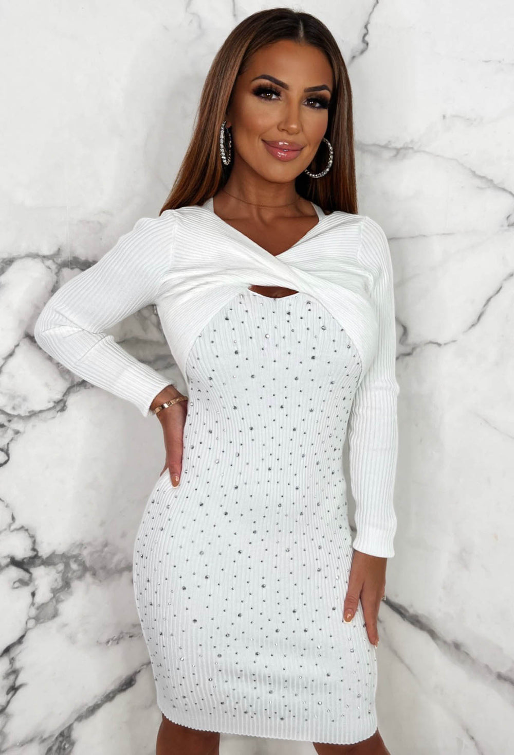 Overlay white dress sale