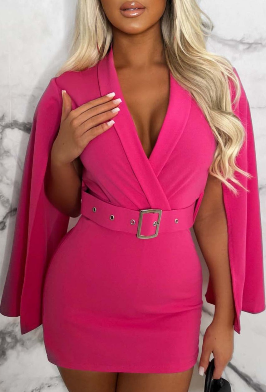 Bold Moves Hot Pink Drape Arm Playsuit