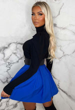 Boxed In Cobalt Box Pleat Skirt