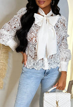 Sweet As Ever White Crochet Pussybow Blouse