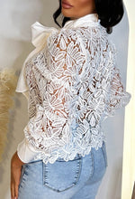 Sweet As Ever White Crochet Pussybow Blouse