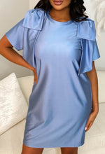 Bow Fantasy Blue Bow Shoulder T-Shirt Dress