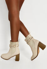 Match Your Words Cream Embellished Block Heel Boot