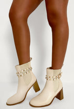 Match Your Words Cream Embellished Block Heel Boot