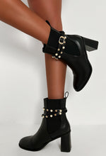 Match Your Words Black Embellished Block Heel Boot