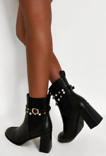 Match Your Words Black Embellished Block Heel Boot