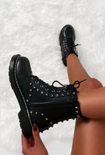 Wild For Love Black Stud Biker Boots