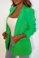 Always Iconic Green Shawl Ruched Sleeve Blazer