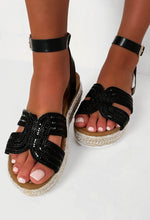 Dazzling Muse Black Espadrilles Platform Sandals