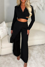 Lavishly Luxe Black Wrap Over Elasticated Back Trousers