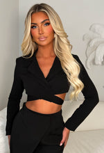 Feelings Are Strong Black Wrap Around Blazer Top