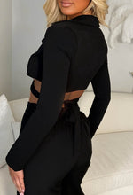 Feelings Are Strong Black Wrap Around Blazer Top