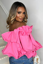 Glamour Galore Hot Pink Frill Bardot Top Limited Edition