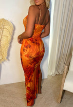 Feline Destiny Orange Mixed Animal Printed Maxi Dress