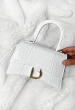 Get It Together White Croc Gold Detail Bag