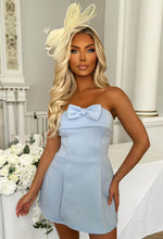 Cute Like Me Baby Blue Bow Detail Bandeau Mini Dress