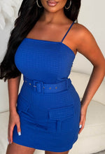 Way Too Cute Cobalt Quilted Belted Playsuit With Skort