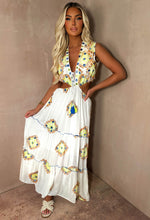 Island Fantasy Blue Embellished Cut Out Waist Maxi Dress