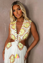 Island Fantasy Pink Embellished Cut Out Waist Maxi Dress