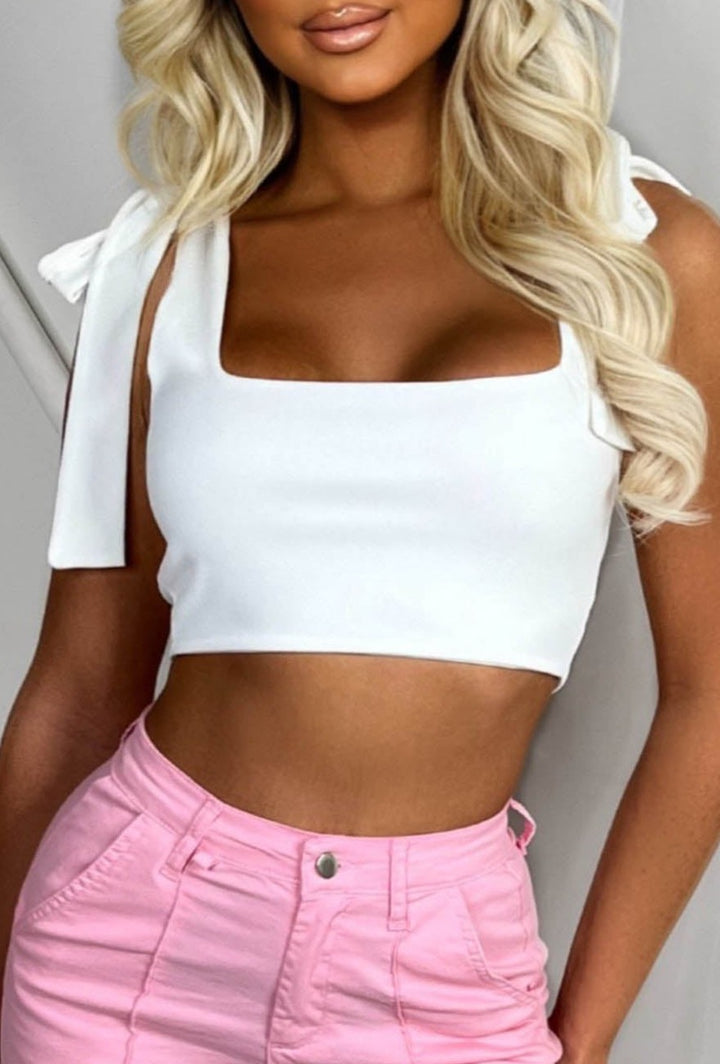 Monday Long Sleeve Crop Top White