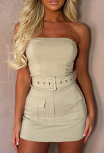 Playing Around Stone Belted Bandeau Skort Playsuit