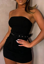 Playing Around Black Belted Bandeau Skort Playsuit