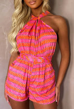 Miss Me Multi Printed Foil Stripe Multiway Playsuit