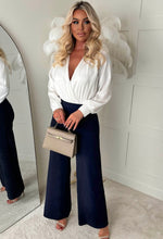 I See Fire Navy High Waisted Wide Leg Trousers