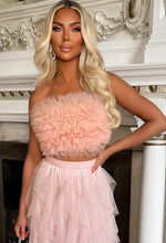 Wild Bloom Blush Pink Mesh Ruffle Crop Top