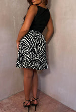 Animal Illusion Monochrome Zebra Printed Wrap Ruffle Skirt