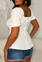 Miss This Love White Short Sleeve Milkmaid Peplum Top