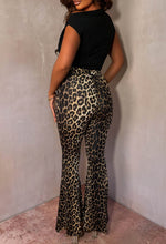 Chic Perfection Leopard Flared Jersey Trousers