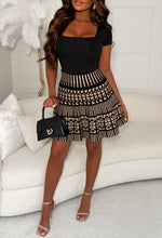 Coco Dreaming Black Knitted Geometric Pleated Mini Skirt