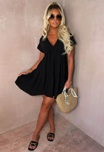 Keep Me Cute Black V-Neck Tierred Smock Day Dress