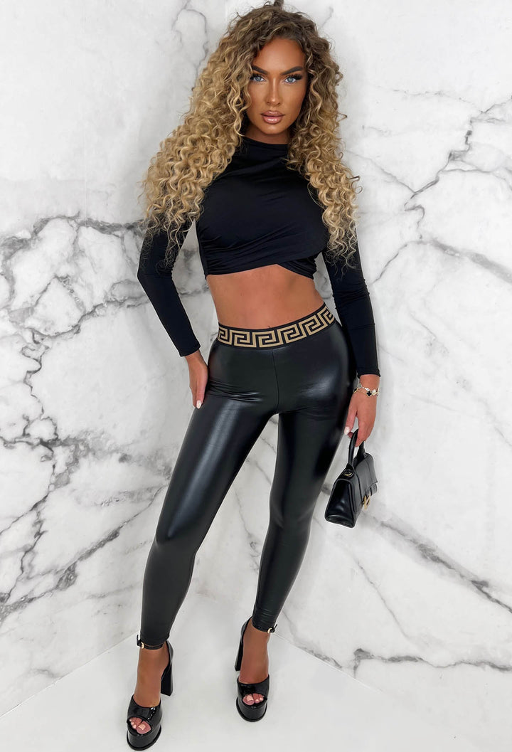 Stone Faux Leather Stretch Leggings