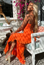 Frilling Temptation Orange Frilled Lace Up Back Cami Maxi Dress